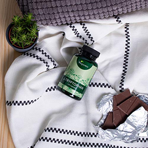 L-Triptófano Vegavero® | Certificado 99.5% PURO | El Único Sin Aditivos | Ansiedad + Estrés + Insomnio | Precursor de Serotonina & Melatonina | 500mg | 120 Cápsulas | Testado en Laboratorio