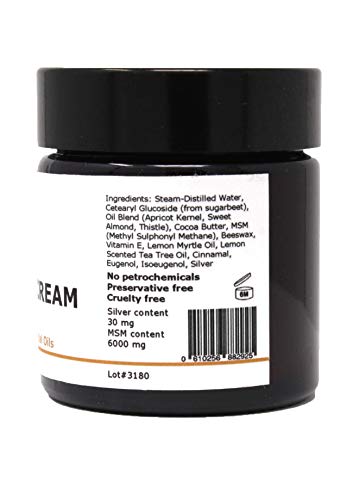 La crema Plata-MSM con aceites esenciales de limón mirto y de limón del árbol del té -30 ml