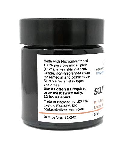 La crema Plata-MSM con aceites esenciales de limón mirto y de limón del árbol del té -30 ml