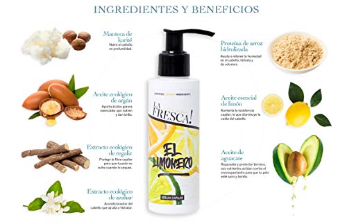 LA FRESCA El Limonero serum para las puntas del cabello con vitamina c Tratamiento Capilar, acondicionador pelo Ecológico Con Aroma A Limón Con Aceite de Argan | disminuye la caída del cabello - 125ml