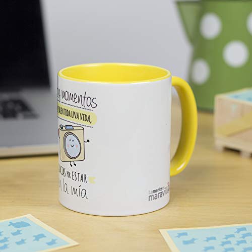 La mente es Maravillosa - Taza con Frase y Dibujo. Regalo Original y Gracioso (Hay Momentos Que Valen Toda una Vida, Gracias por Estar en la mía) Taza Diseño Cámara