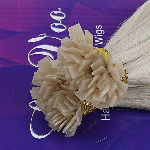 LaaVoo 20 Pulgadas 50Hebras/50Gramos Pre Bonded Cabello Humano Queratina para Extensiones Rubias Platino Pelo Natural Keratina Brazilian Flat Tips for Women