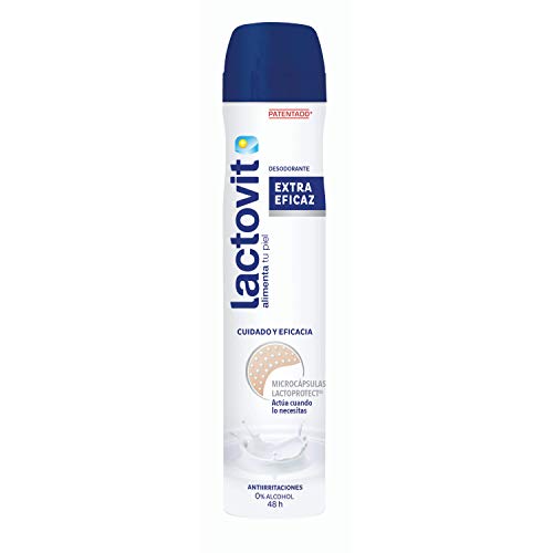 Lactovit - Desodorante Extra Eficaz con Microcápsulas Protect, 0% Alcohol, Anti-irritaciones y Eficacia 48H - 200 ml