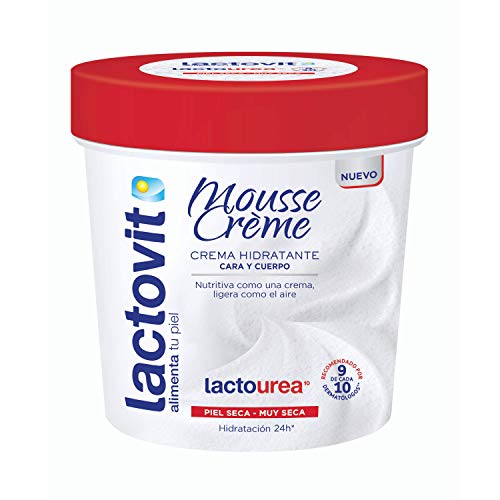 Lactovit - Mousse Crème Hidratante Lactourea para Cuerpo y Cara de 24H Duración, para Pieles Secas y Muy Secas - 250 ml
