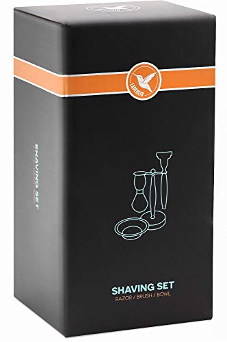 Ladeheid Set de Afeitado con Tazón Pelo Puro de Tejón Compatible con hojas Mach3 LA40-143