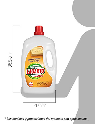 Lagarto Detergente Lavadora Liquido al JABÓN 40 lav. - 2960 ml.