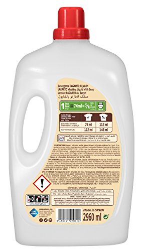 Lagarto Detergente Lavadora Liquido al JABÓN 40 lav. - 2960 ml.