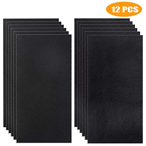 Lagigo 12 Piezas De ReparacióN De Cuero Parches, Primeros Auxilios Autoadhesivos para SofáS, Asientos para Autos, Bolsos, Chaquetas, Agujeros Fijos, Rasgaduras, Quemaduras, Manchas (Negro, 10X20CM)