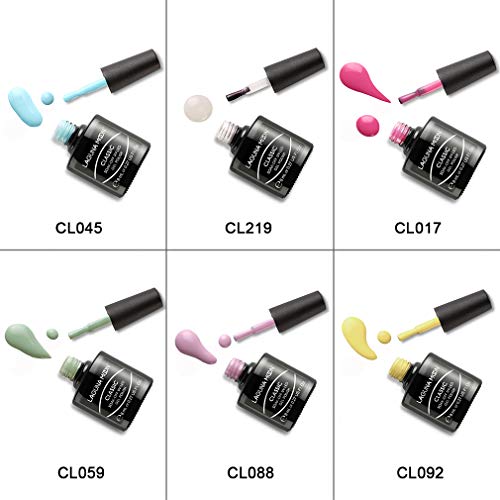 Lagunamoon Esmaltes Semipermanentes, 6pcs Kit de Uñas en Gel UV LED - Lighten the mood