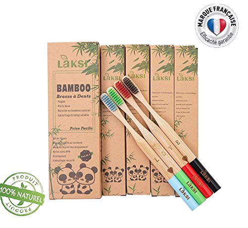 LAKSI Cepillo de dientes biodegradable Cepillo de dientes compostable Cepillo de dientes natural de bambú vegetariano Cepillo de dientes muy suave
