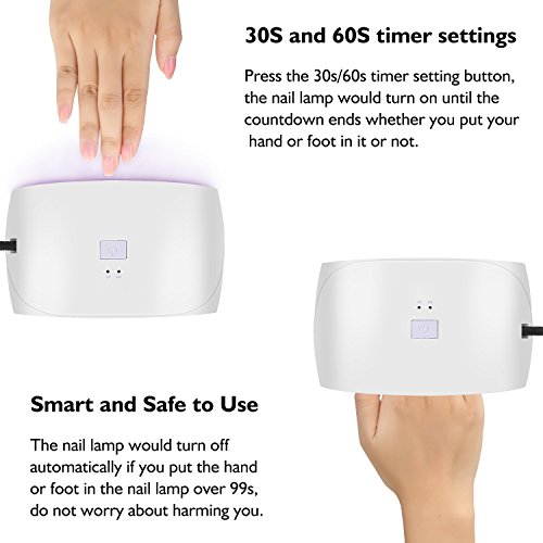 Lámpara de Uñas UV – Rantizon 36W Lámpara UV y LED para Uñas Secadores Profesional, Luz Doble & Sensor Automático & 30s y 60s Temporizador, Perfecta de Salón para El Secado de Esmaltes de Uñas y Gel