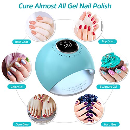 Lámpara LED UV Uñas - 84W Secador de Uñas con 5 segundos de secado rapido y Sensor Automático para manicura/pedicura de esmalte de uñas (azul)