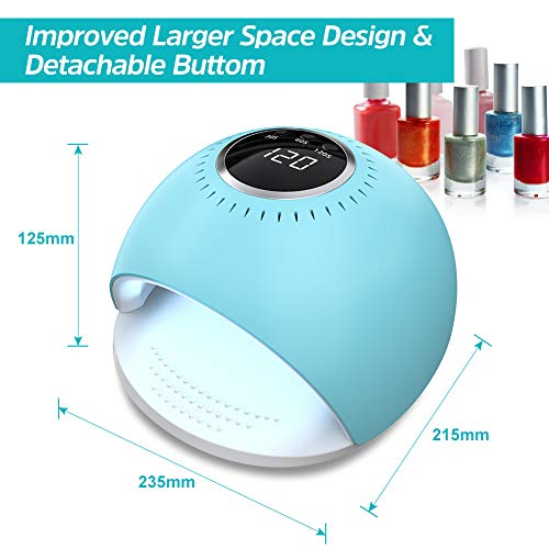 Lámpara LED UV Uñas - 84W Secador de Uñas con 5 segundos de secado rapido y Sensor Automático para manicura/pedicura de esmalte de uñas (azul)