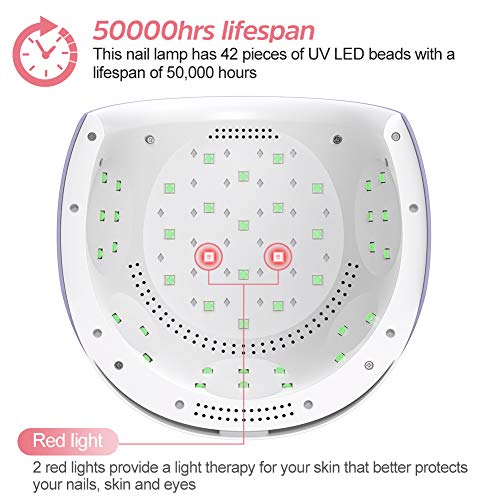 Lámpara LED UV Uñas - 84W Secador de Uñas con 5 segundos de secado rapido y Sensor Automático para manicura/pedicura de esmalte de uñas (Morado)