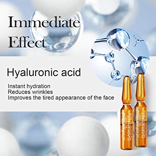 L'Angela Royal Ampollas Flash Effect, Ácido Hialurónico, Hidratación Instantánea, Efecto Tensor inmediato, Antienvejecimiento, Para Piel Seca, Grasa Y Mixta, 5 x 1.5ml