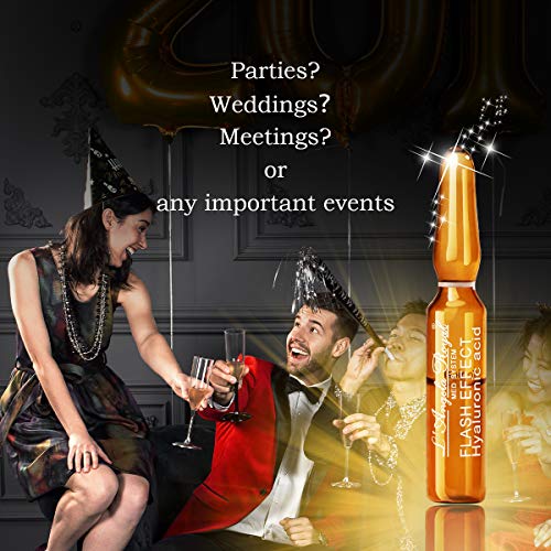 L'Angela Royal Ampollas Flash Effect, Ácido Hialurónico, Hidratación Instantánea, Efecto Tensor inmediato, Antienvejecimiento, Para Piel Seca, Grasa Y Mixta, 5 x 1.5ml