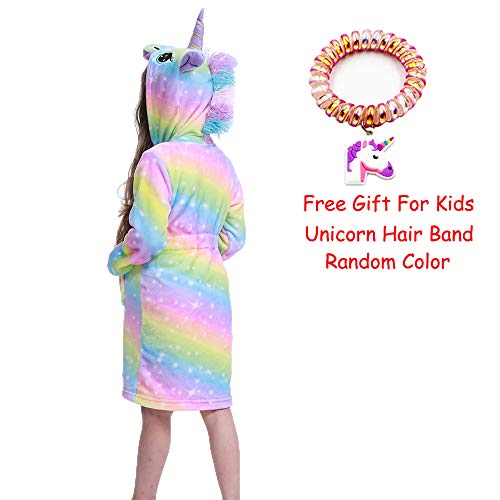 LANTOP Bata Suave para Niños Cómodo Unicornio Franela Encapuchado Regalo Ropa De Dormir Cuatro Estaciones