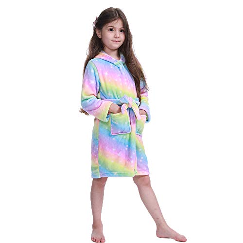 LANTOP Bata Suave para Niños Cómodo Unicornio Franela Encapuchado Regalo Ropa De Dormir Cuatro Estaciones