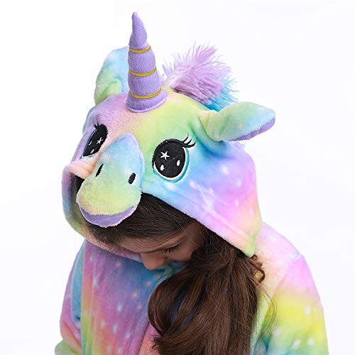 LANTOP Bata Suave para Niños Cómodo Unicornio Franela Encapuchado Regalo Ropa De Dormir Cuatro Estaciones
