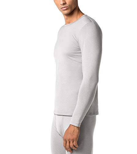 LAPASA Camiseta Térmica Manga Larga para Hombre Pack de 2/Pack de 1 -Brushed Back Fabric Technique- M09/M55 (L (Largo 74, Manga 62, Pecho 104-110 cm), M09-LIGERO Grey (Gris) X2)