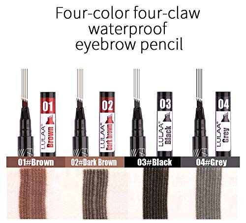 Lapiz de Cejas 2020 nueva colección, Waterproof Cuatro 4 Puntas Tattoo Eyebrow Larga duración Gel Para Maquillaje de Ojos KIT COLORES COMBINADOS (Negro)