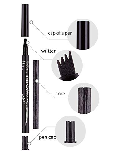 Lapiz de Cejas 2020 nueva colección, Waterproof Cuatro 4 Puntas Tattoo Eyebrow Larga duración Gel Para Maquillaje de Ojos KIT COLORES COMBINADOS (Negro)