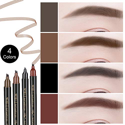 Lápiz de Cejas, Eyebrow Pencil, Eyebrow Tattoo Pen, Lápiz de Cejas Líquido 3D, con cuatro puntas duraderas, larga duración, impermeable, aspecto natural, 4Pcs