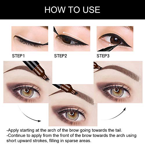 Lápiz de Cejas, Eyebrow Pencil, Eyebrow Tattoo Pen, Lápiz de Cejas Líquido 3D, con cuatro puntas duraderas, larga duración, impermeable, aspecto natural, 4Pcs