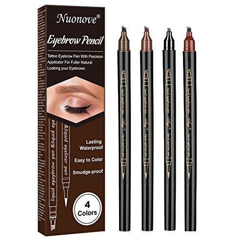 Lápiz de Cejas, Eyebrow Pencil, Eyebrow Tattoo Pen, Lápiz de Cejas Líquido 3D, con cuatro puntas duraderas, larga duración, impermeable, aspecto natural, 4Pcs