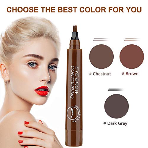 Lápiz de Cejas, Tattoo Eyebrow Pen, Lápiz de Cejas Líquido 3D, Líquida Para Maquillaje de Ojos con Cuatro Puntas Duraderas, Larga Duración, Impermeable, Aspecto Natural