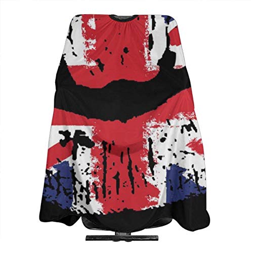 Lápiz labial de bandera de Gran Bretaña en los labios Delantal de corte de pelo unisex para peluquería teñida Anti estática bata capa 55x66 en
