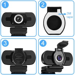 LarmTek Cámara web 1080P Full HD con cubierta de cámara web,cámara de computadora portátil para conferencias y videollamadas,cámara web Pro Stream con videollamadas Plug and Play,micrófono incorporado