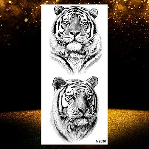 LAROI 10 Hojas Gran León Tigre Tatuaje Temporal Animales Negro Hombre Adultos Línea Geométrica Oso Búho Polilla Mujer Brazo Grande Muerte Cráneo Falso Águila Tatuajes Temporales Realistas Tattoos