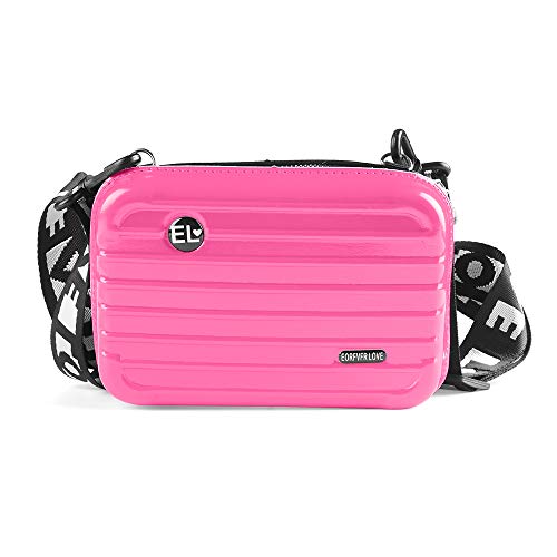 Las Mujeres Mini Duro Maleta Forma del Bolso de Hombro Crossbody Bolso Impermeable del Maquillaje de la Caja del Monedero del Embrague Bolsa de cosméticos (Rose Red)