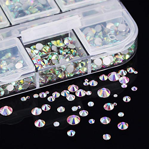 LATERN 1500 Piezas AB Diamantes De Imitación De Cristal Del Arte Del Clavo Y Cristal Transparente 6 Tamaños (1,5-3,8 Mm) Con Pinzas De Recogida, Pluma Punteadora De Diamantes De Imitación