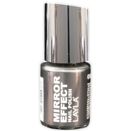 Layla Cosméticos Esmalte de Uñas, Efecto Espejo, Tono 08 Black As Ebony - 10 ml