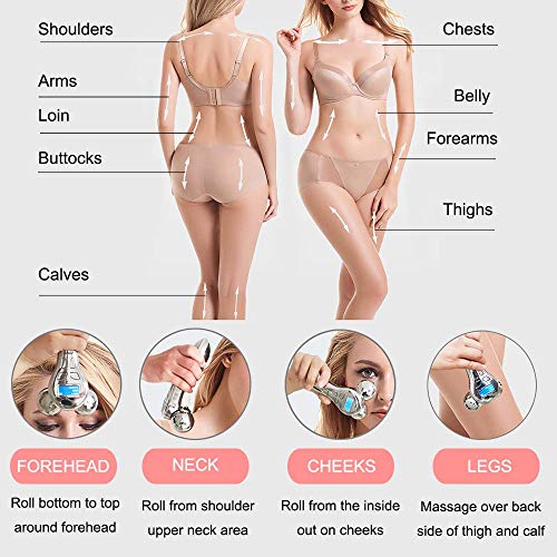 L&B-MR Rodillo Masajeador Facial De Microcorriente 4D, Masaje Corporal De Belleza De Estiramiento Facial Recargable, Arrugas Antienvejecimiento Y Mejora El Contorno Facial, Piel Corporal Firme (Rosa)
