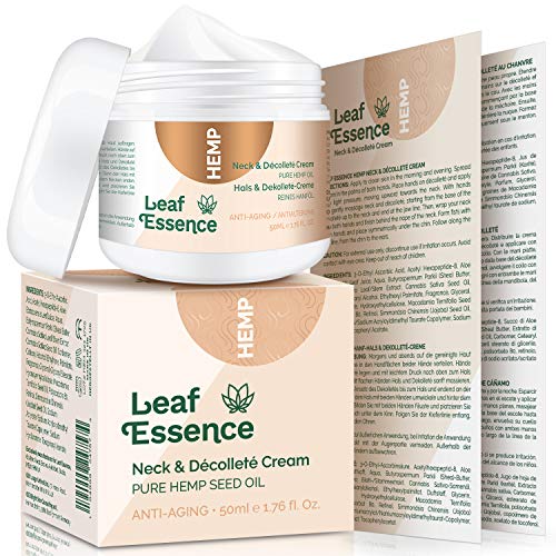 Leaf Essence Neck Cream, humectante antienvejecimiento para cuello y escote | Crema para tensar el cuello, borrar las arrugas de la piel crepé, las líneas finas de la piel y la papada (50 ml)