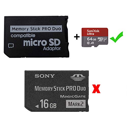 LEAGY PSP 1000, PSP 2000, PSP3000 Adaptador de Memory Stick, Micro SD a Memory Stick Pro Duo MagicGate Card para, Handycam, Cámara, Sony Playstation Portable