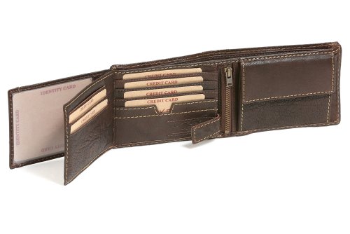 LEAS Cartera para señores Monedero para señoras, Piel auténtica de búfalo, marrón Pure-Nature-Collection''