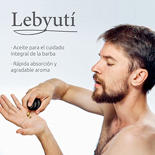LEBYUTÍ Aceite para barba a base de argán, baobab, jojoba y vitamina E. Bálsamo barba que cuida, nutre y suaviza. ¡Consigue una barba para conquistar! Frasco cristal 30 ml.