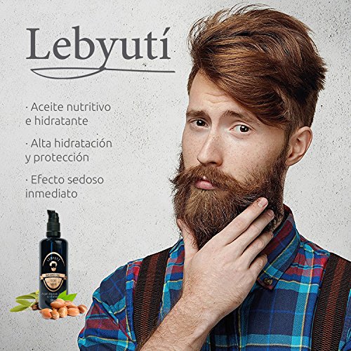 LEBYUTÍ Aceite para barba a base de argán, baobab, jojoba y vitamina E. Bálsamo barba que cuida, nutre y suaviza. ¡Consigue una barba para conquistar! Frasco cristal 30 ml.