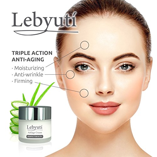 Lebyutí Crema Hidratante Facial mujer y hombre. Crema Antiarrugas Reafirmante con Acido Hialurónico, Vitamina C y Células Madre Vegetales que Nutren, Reparan y Reafirman tu piel. 50ml