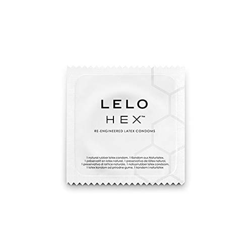 LELO HEX Condones: ligeramente Lubricados, los Preservativos para el Pene HEX son los más Finos, Resistentes y Placenteros del mundo. Pack de 12.