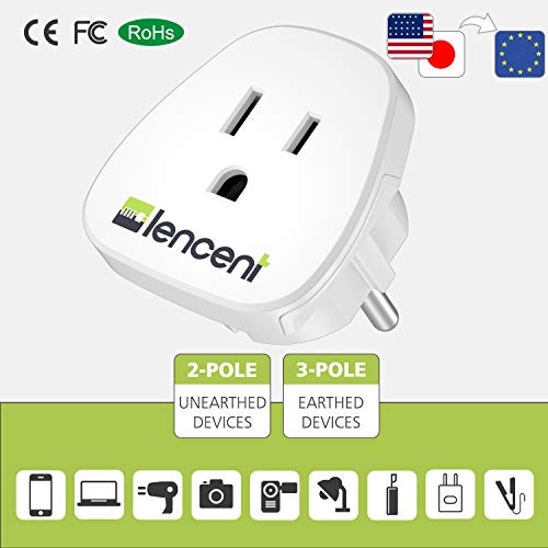 LENCENT 2X Adaptador de Enchufe de USA a Enchufe Europeo, Adaptador Americano España, Adaptador EEUU a EU, Adaptador de Viaje Estados Unidos a Español