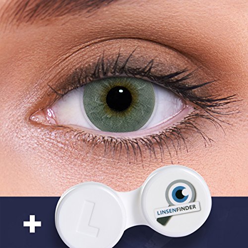 Lentes de contacto grises naturales 'Platinum Grey' de alta cobertura + contenedor de LENZOTICA I 1 par (2 piezas) I DIA 14.00 I sin aumento I 0,00 dioptrías