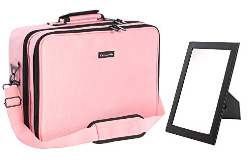Leonardo LEO50821 Estuche de Maquillaje Estuche de Maquillaje Profesional Estuche de Maquillaje Estuche de Viaje para maquillador Grande con Espejo