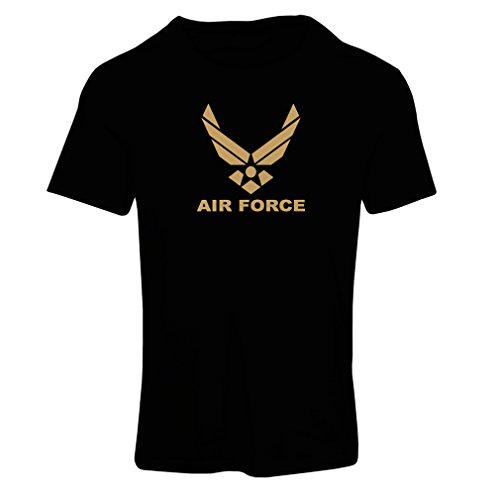 lepni.me Camiseta Mujer United States Air Force (USAF) - U. S. Army, USA Armed Forces (X-Large Negro Oro)