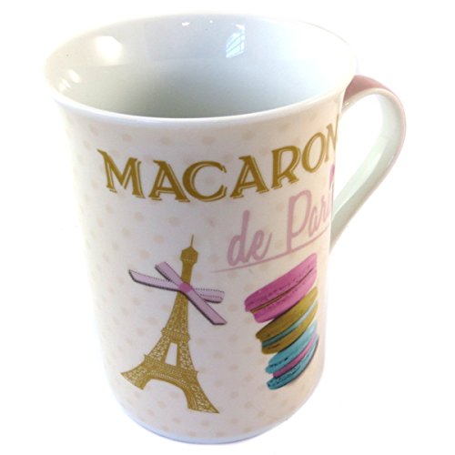 Les Trésors de Lily [Q0460 - Porcelain mug 'Macarons De Paris' Beige Multicolored - 10x7.5 cm.