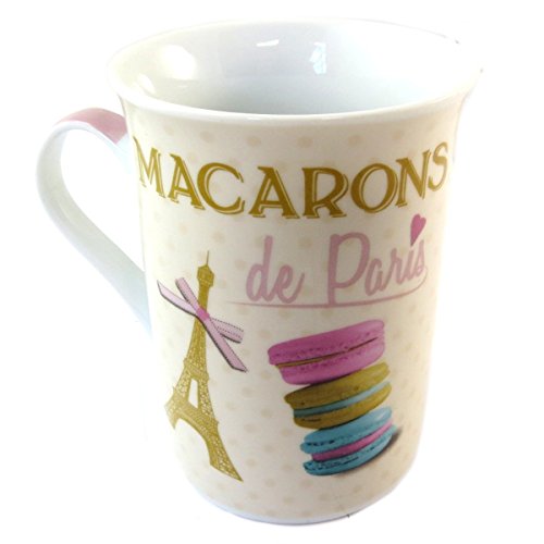 Les Trésors de Lily [Q0460 - Porcelain mug 'Macarons De Paris' Beige Multicolored - 10x7.5 cm.